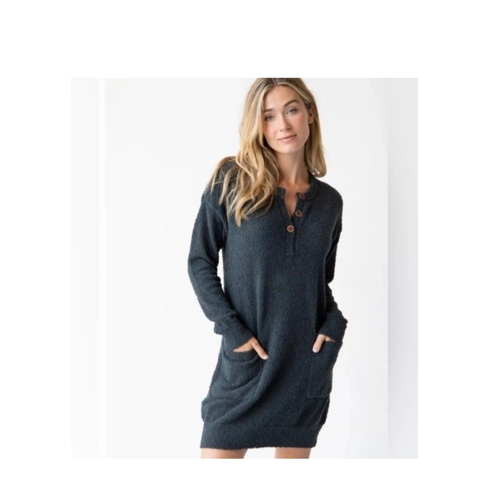 Natural Life Cozy Up Dress Fleece Long Sleeve Beige Size Large - Picture 8 of 8